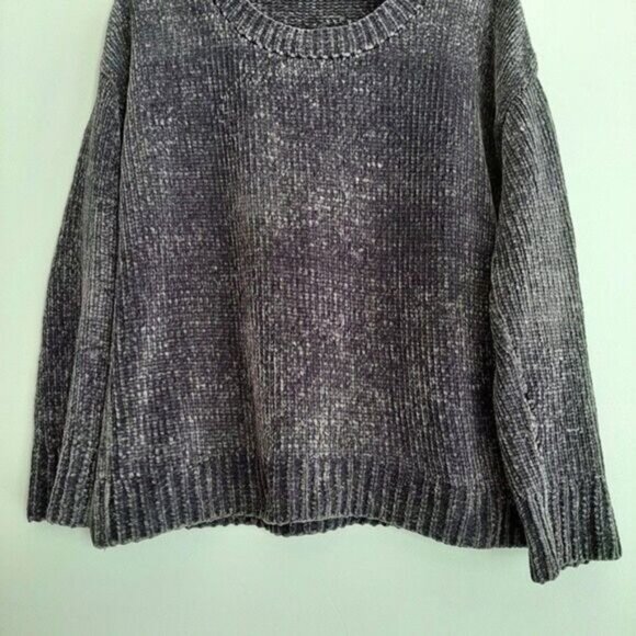 GAP Chenille Crewneck Sweater Soft Relaxed Fit Grey Sz M - Picture 5 of 9